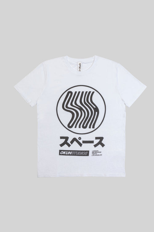 White With Charcoal Ghost T-Shirt - okuhstudios